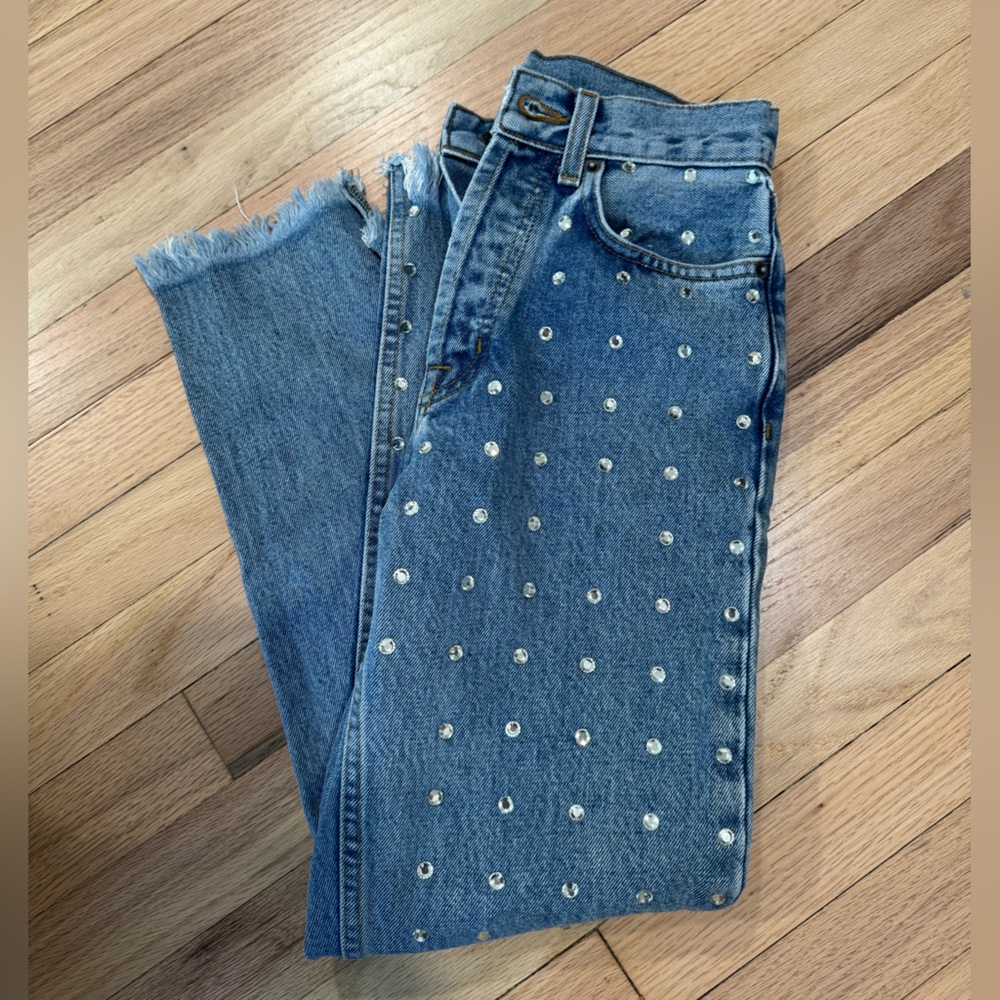 Women's Blue Embellished Jeans